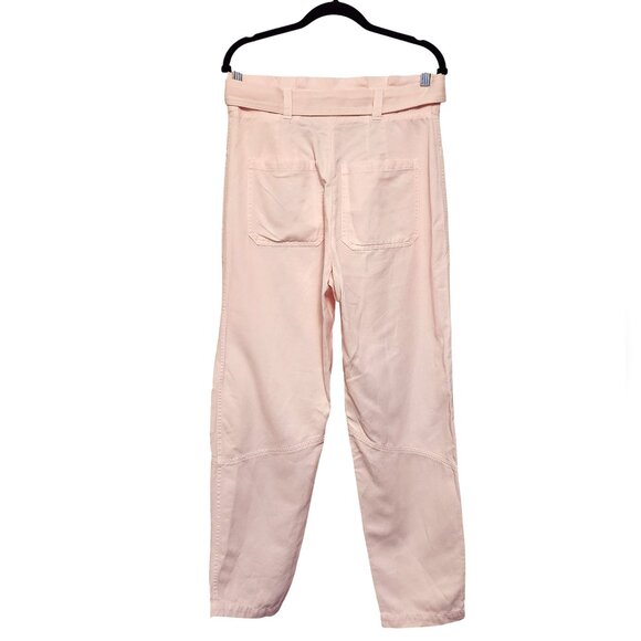 ALC Light Pink Coburn Waist Tie Tapered Pants Size 4 Cotton Linen Blend - Picture 2 of 11